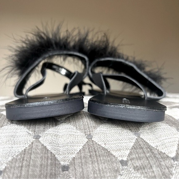 TOPSHOP Black Flip Flop Thong Sandal Slipper Feathers Women EU 40 US 8.5 NWOT - Picture 9 of 11